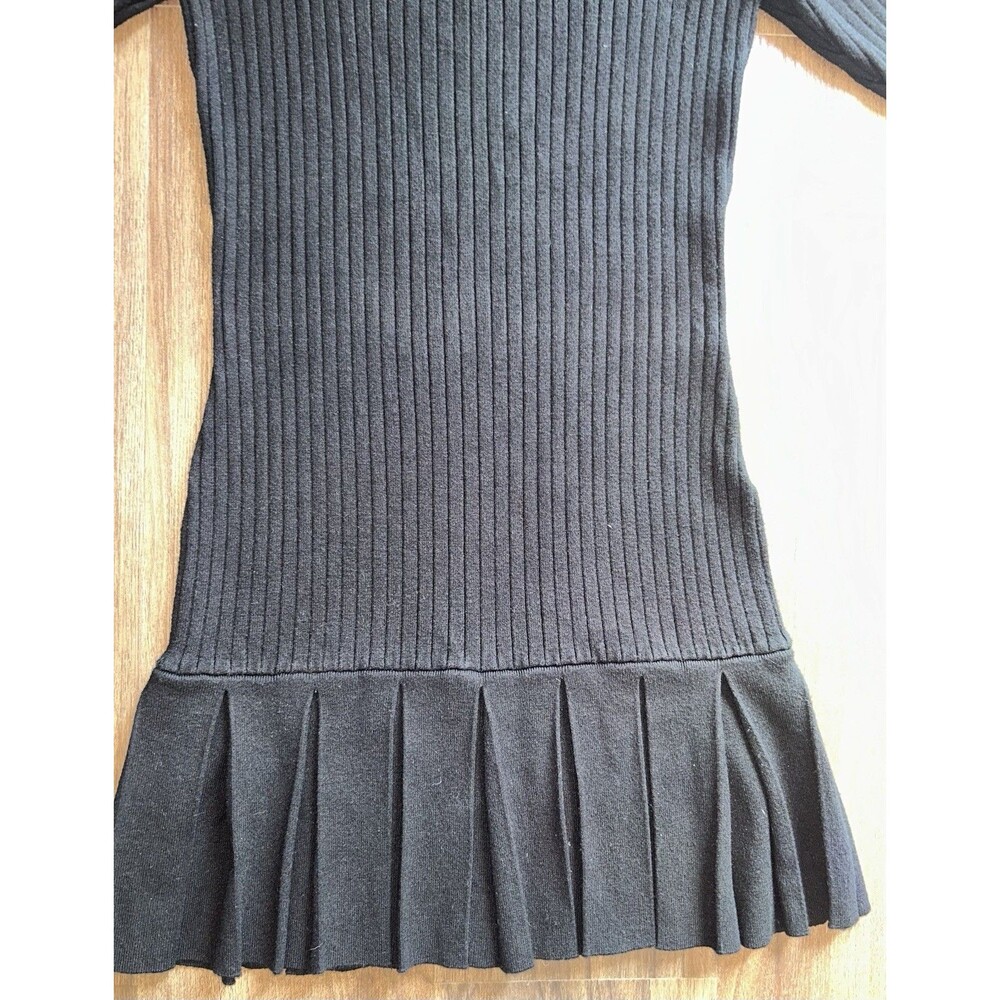 Sundays NYC Gatlin Ribbed Sweater Dress Square Neck Pleated Drop Waist Black S - Picture 5 of 7